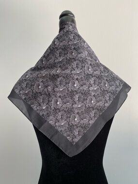 3 for 15$! Classic Black Floral Silk Scarf - Women's Accessory